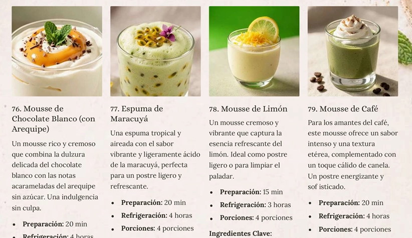 Mousse sin azúcar, textura aireada
