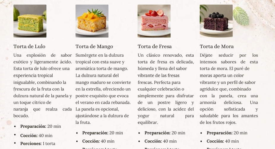 Postre tropical sin azúcar