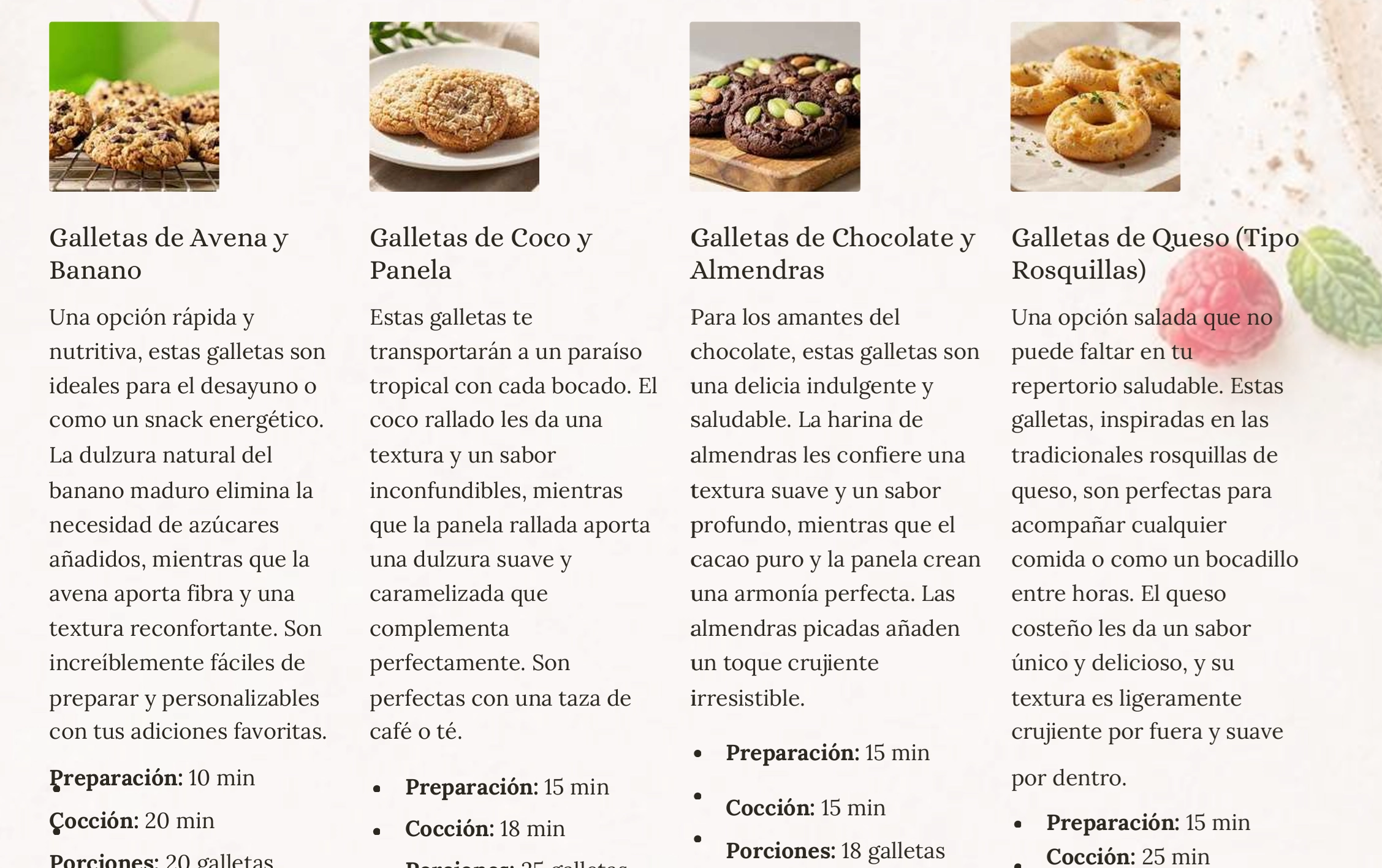 Galletas o bocaditos sin azúcar