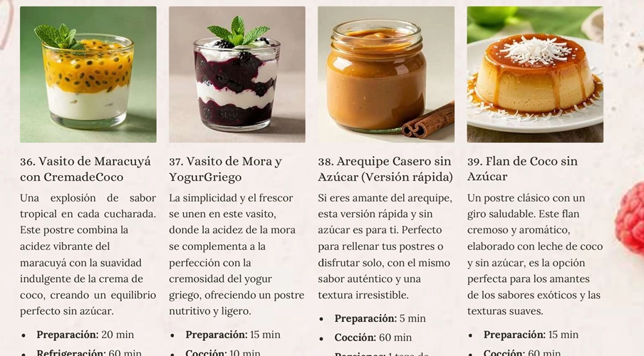 Postre en vaso cremoso sin azúcar