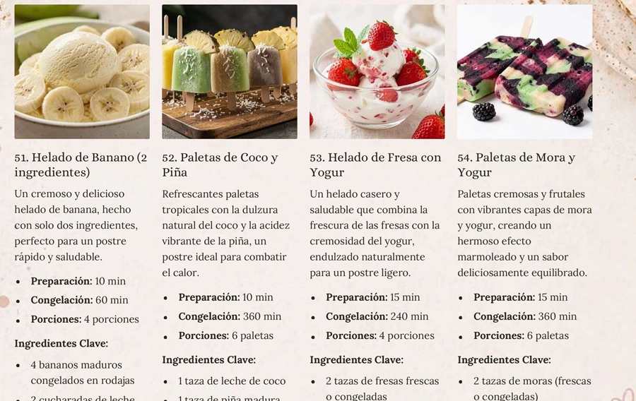 Helado o paleta casera sin azúcar