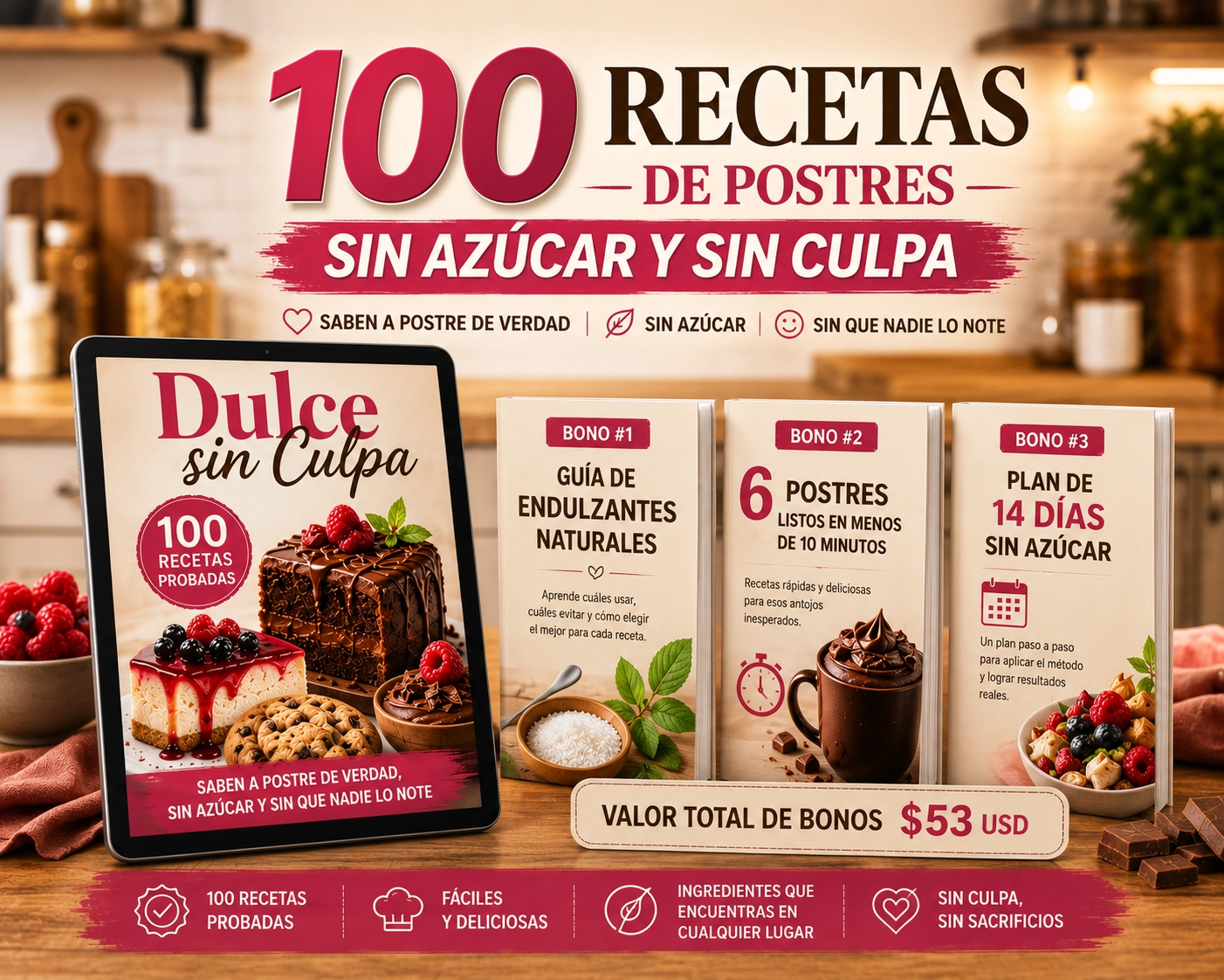 Dulce Sin Culpa — 100 recetas de postres sin azúcar y sin culpa